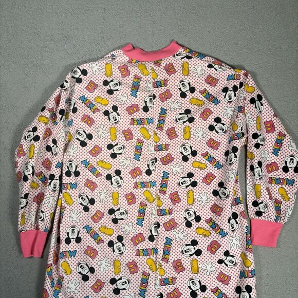 Vintage  80s Mickey Mouse Disney Unlimited Flannel Sleep Gown Shirt Long Sleeve - Picture 6 of 11